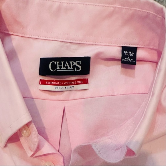 Men Chaps Button Up Dress Shirt Pink Large Quiet Luxury Preppy Old Money Office - Picture 2 of 4